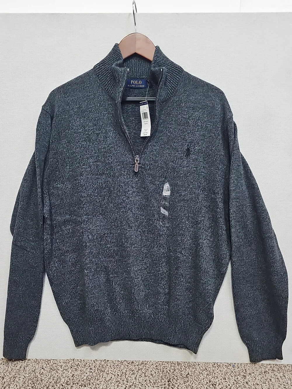 POLO RALPH LAUREN CHARCOAL HEATHERED KNIT SWEATER BFPM-08-162